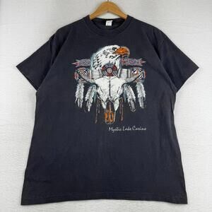 Vintage Diamond Dust XL Eagle Native American Single Stitch Mystic Lake Casino